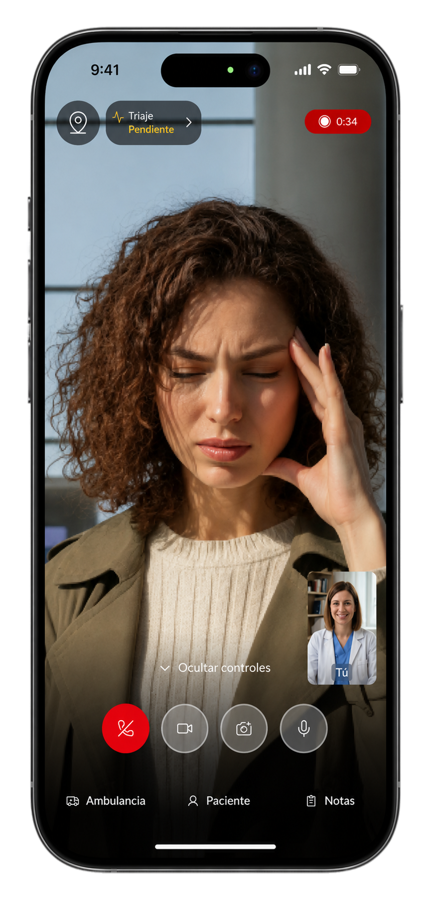 App Medikairos mostrando una videollamada con un médico certificado