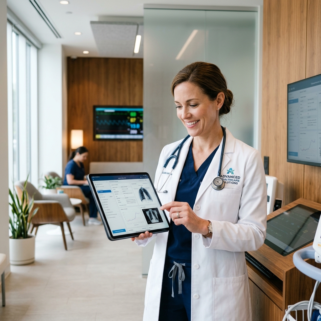 Doctora de Medikairos con tecnología de telemedicina